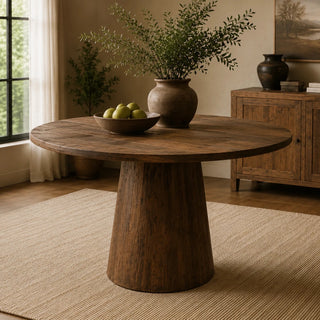 Rustic Round Pedestal Dining Table