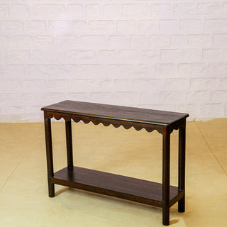 Rustic Wooden Console Table with Shelf