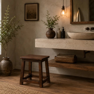 Rustic Wooden Stool Seat