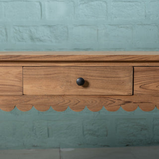 Scalloped Teak Console Table