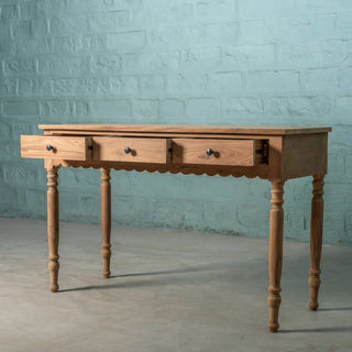 Scalloped Teak Console Table