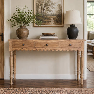 Scalloped Teak Console Table