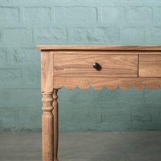 Scalloped Teak Console Table