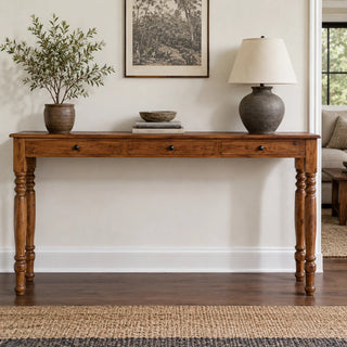 Teak Console Storage Table