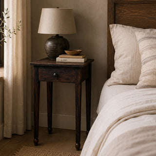 Vintage Reclaimed Neem Wood Bedside Table With Drawer
